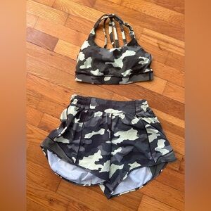 Lululemon 4 Camouflage Women’s Active Shorts and crop bra set - Green Camo